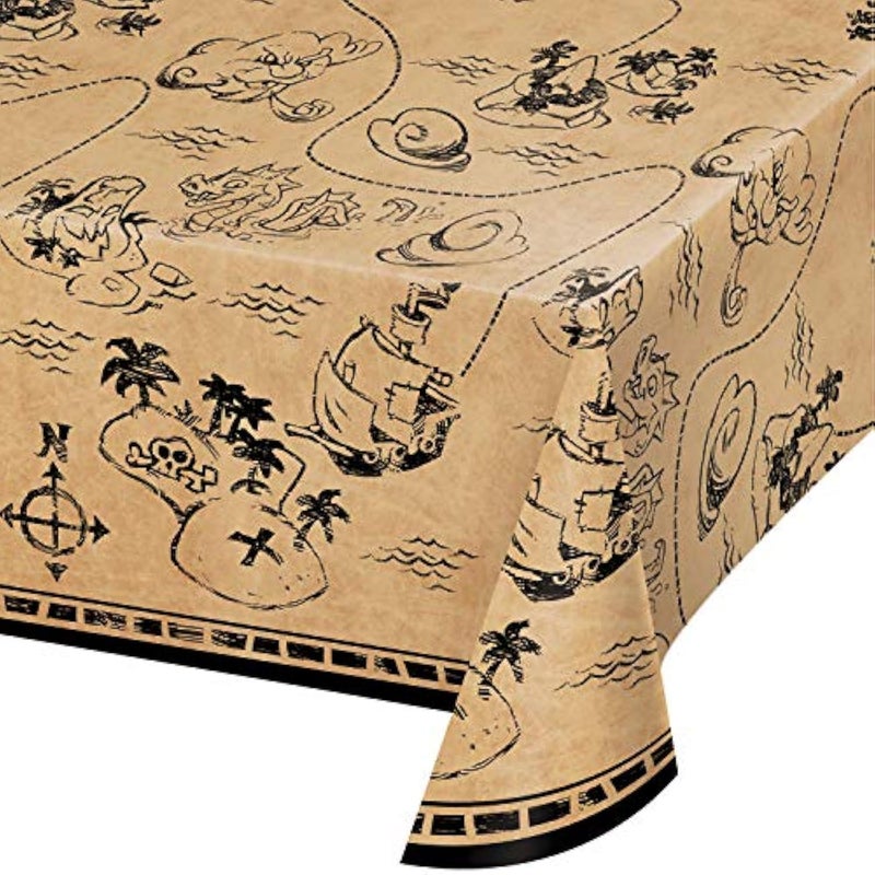 Creative Converting Treasure Island Pirate Plastic Tablecloth, 1 ct Multi Color, 22" - Image 1